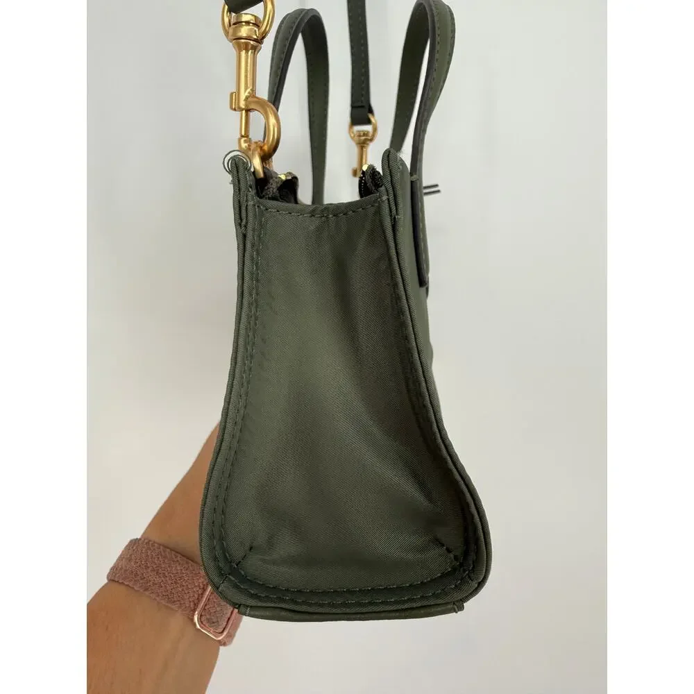 Tory Burch Ella Nylon Mini Baby Tote Purse Crossbody Strap Olive Palm Green